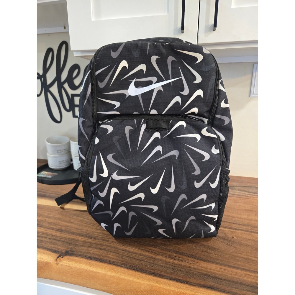 Nike Elemental Backpack Black Grey All Over Swoosh Print BA5876-017